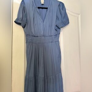 Joie Dusty Periwinkle Blue Silky Elastic Waist Short Sleeve Maxi Dress, medium